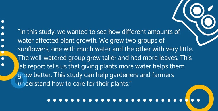 Abstract or summary of a lab report on how water amounts affect sunflower growth