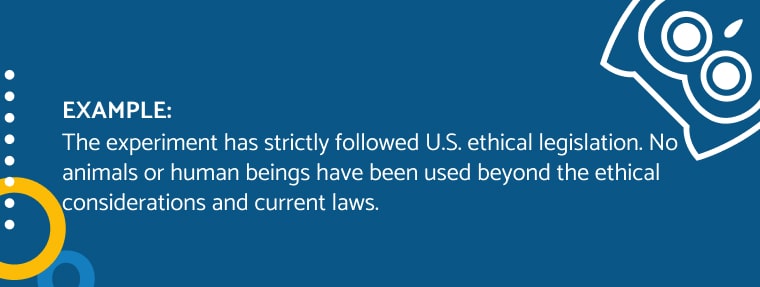Example statement of compliance with US ethical legislation and animal laws in research