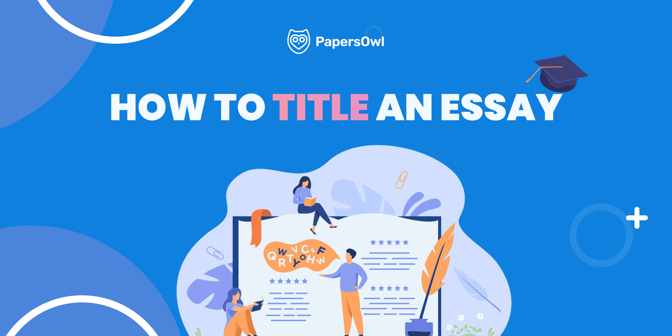 Characters brainstorming creative ideas on how to title an essay