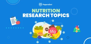 Infographic presenting various nutrition research topics like diet, health, and wellness.