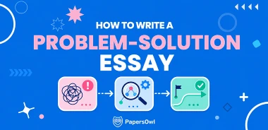 Diagram showing the process of identifying a problem, analyzing it, and finding a solution for a problem-solution essay.