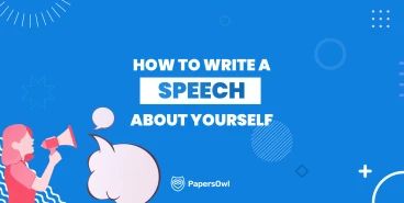 Woman with a megaphone illustrating how to write a speech about yourself