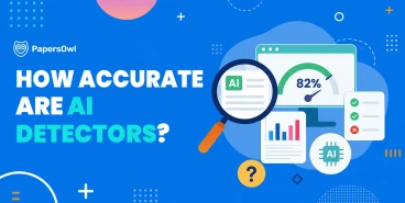 Illustration asking how accurate are AI detectors with a magnifying glass examining a text report
